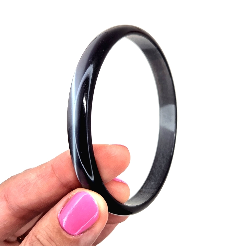 Iridescent pearl Bracelet bangle Black/ Gray  2 9/16"